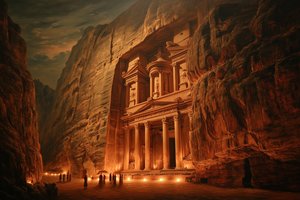 The Treasury of Petra Illuminated by Ancient Light