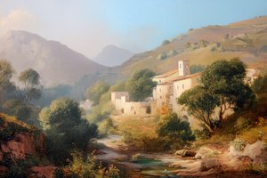 ralzyoud_Orientalism_style_landscape_Circa_1800s_levant_village_a8199b5c-5382-442c-a1f7-11eff29c39c2.png