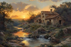 ralzyoud_levant_village_1800s_stream_sunset_08ef9db3-8241-4326-b91c-61d7f900e454.PNG