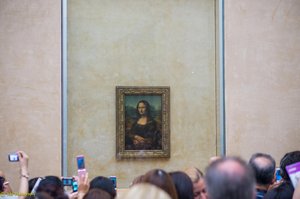 Mona Lisa Surrounded by Admirers at the Louvre