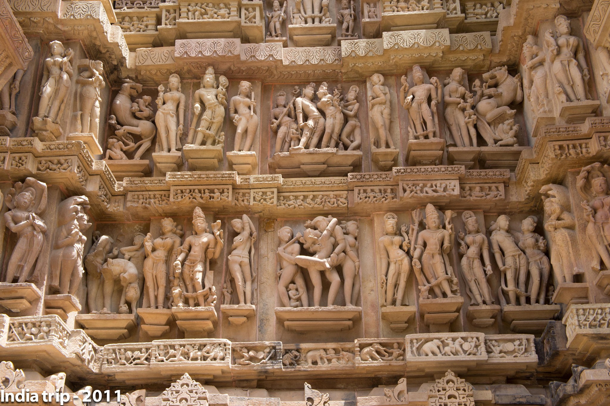 Intricate Stone Carvings of Khajuraho Temple, India