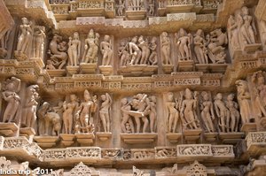 Intricate Stone Carvings of Khajuraho Temple, India