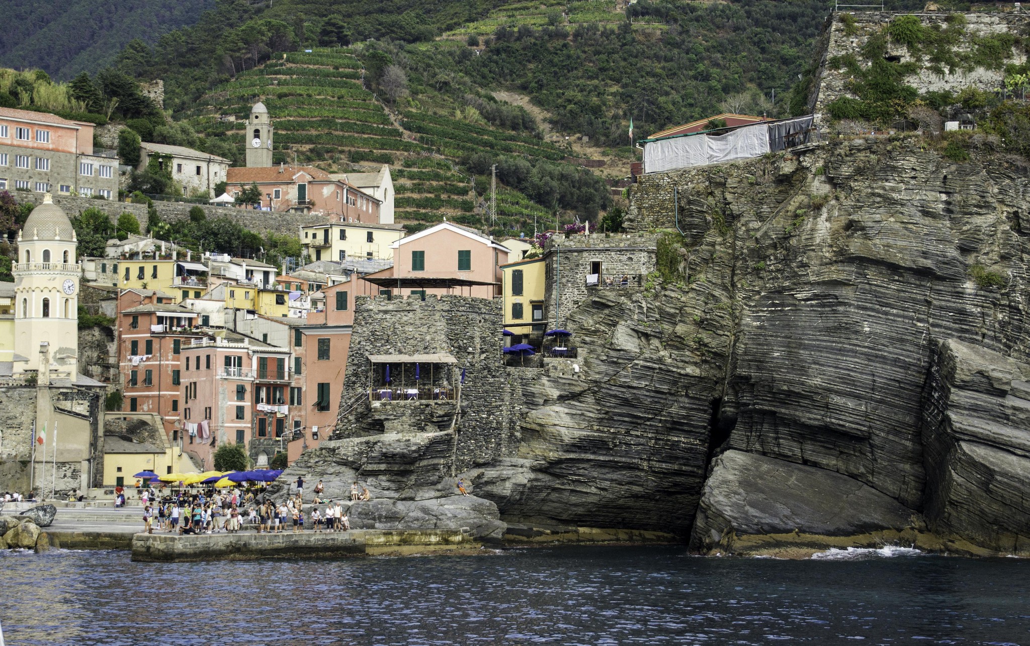 Colorful Vernazza Village Clinging to the Italian Coastline