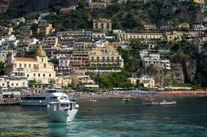 Positano's Colorful Cliffs and Azure Waters of the Amalfi Coast