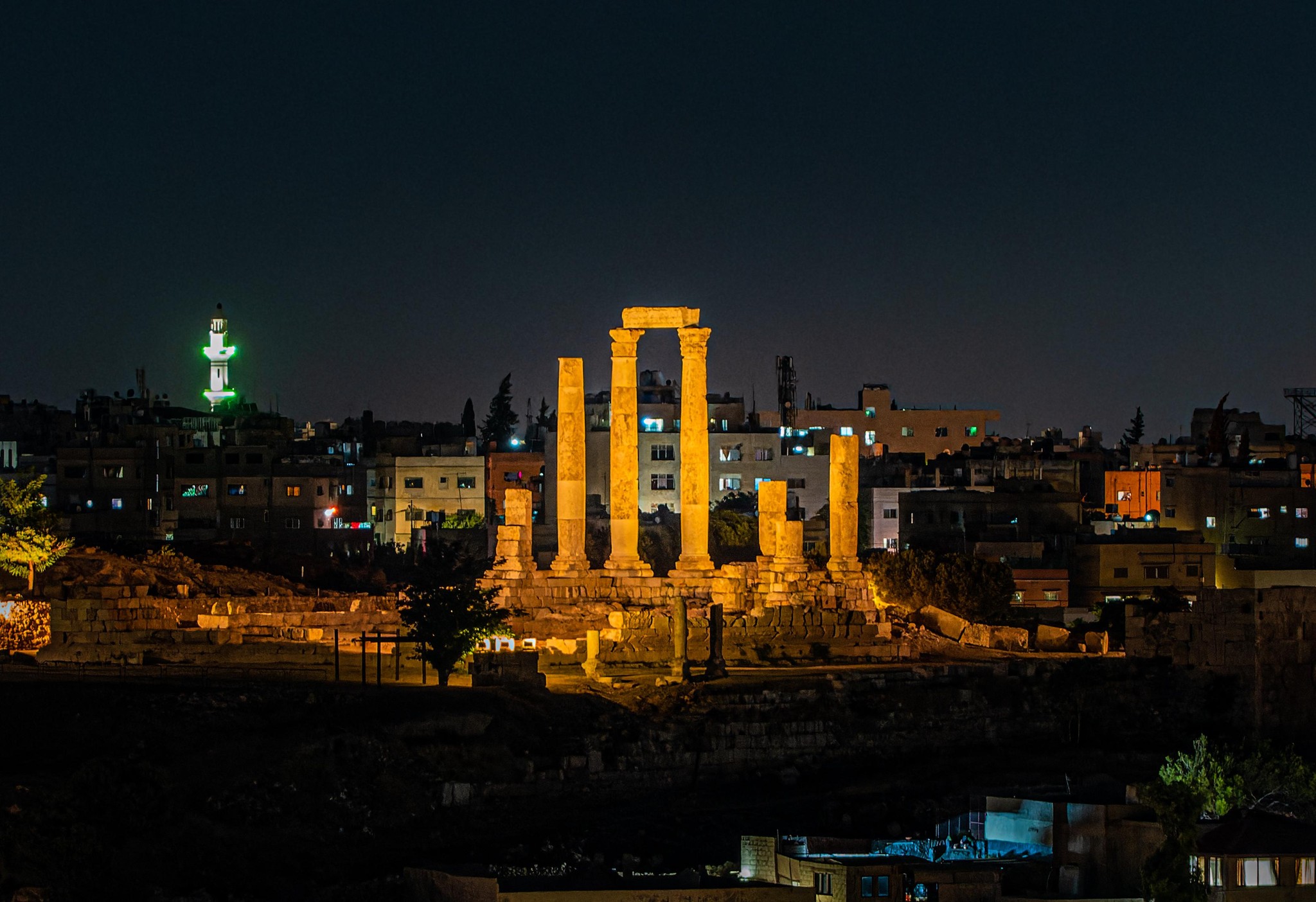 Ancient Roman Temple Illuminates Amman’s Nightscape