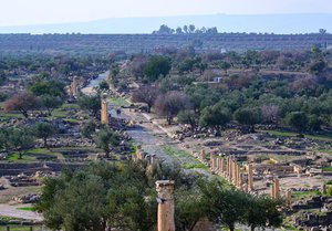 Ancient Roman Ruins at Umm Qais Overlook the Jordan Valley