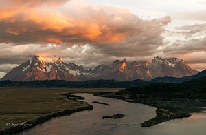 Fitz Roy Illuminated: Patagonian River at Sunset