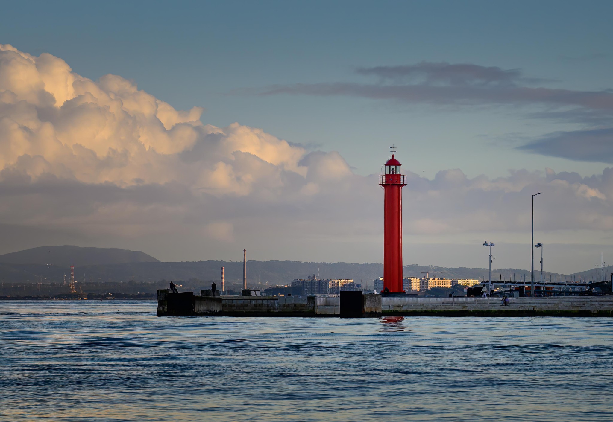 Lisbon's Crimson Beacon at Dusk