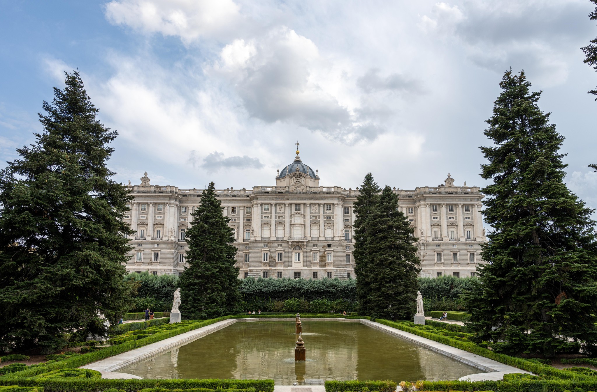 Royal Palace of Madrid Reflected in Tranquil Gardens