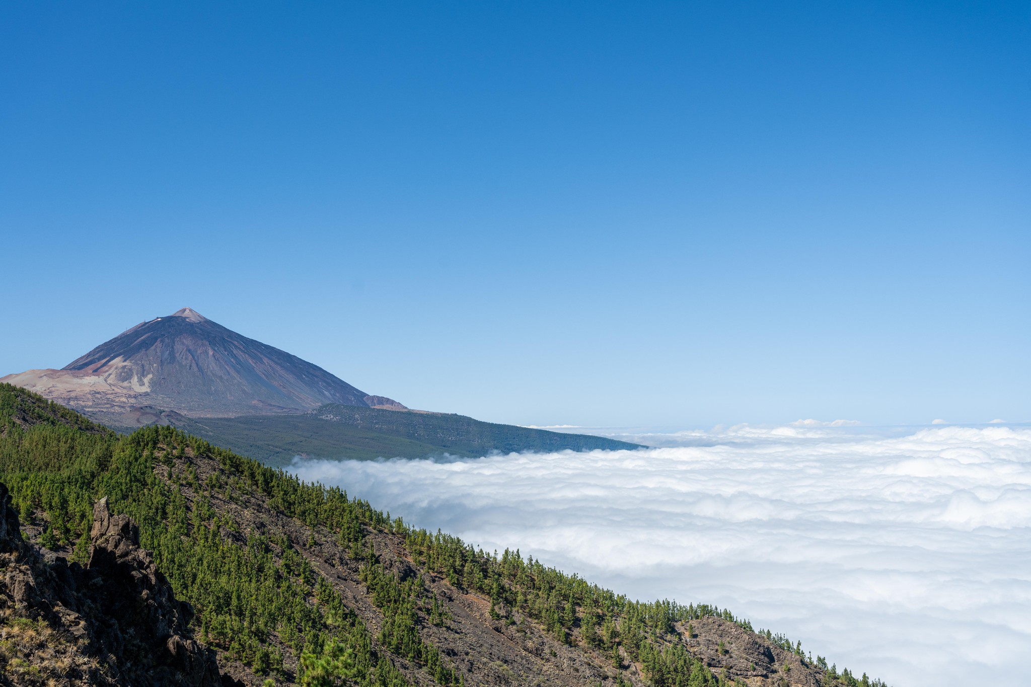 Tenerife's Majestic Mount Teide Emerging from the Clouds