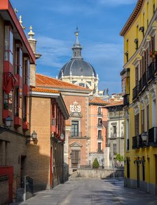 Madrid Street Leading to Santo Domingo Church Dome