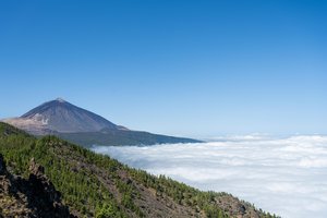 Tenerife's Majestic Mount Teide Emerging from the Clouds