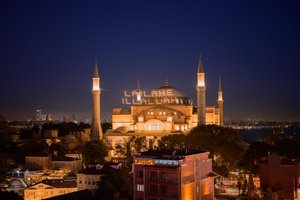 Istanbul's Hagia Sophia Illuminated at Night
