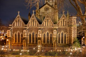 Illuminated Gothic Architecture in London at Night